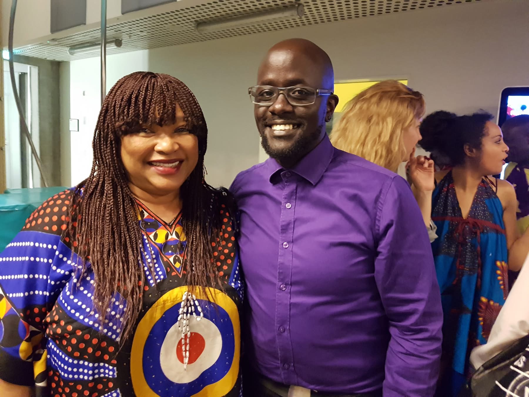 H.E. Ambassador Zindziswa Mandela pictured with Michael Omoke at an evening of For Colored Girls.